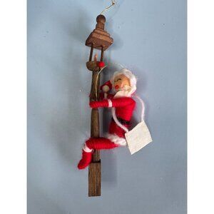 Vintage Santa Climbing Lightpost Ornament